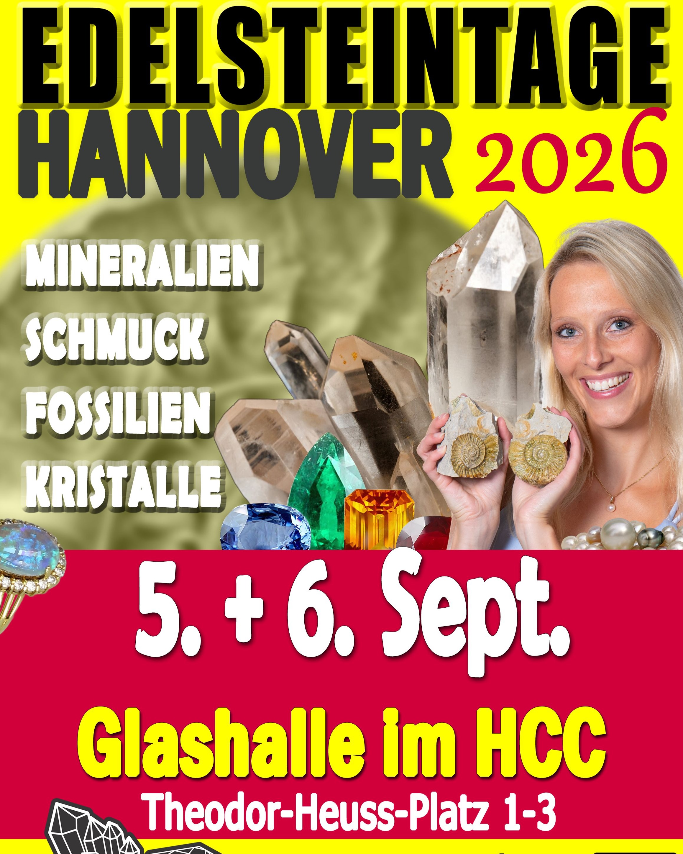 💎 Edelsteintage Hannover im HCC 💎
Über 60 Aussteller aus nah und fern präsentieren faszinierende Mineralien, Edelsteine, Schmuck und Fossilien.
✨ Neu dieses Jahr:
🔨 Geoden knacken
💎 Live-Schleifvorführungen
👨👩👧 Kinder bis 14 Jahre haben in Begleitung eines Erwachsenen freien Eintritt.
Kommt vorbei und entdeckt die faszinierende Welt der Edelsteine!
#Edelsteintage #Hannover #HCC #Edelsteine #Mineralien #Fossilien #Schmuck #Kristalle #Geoden #Familienausflug #Veranstaltung #HannoverEvents #Mineralienbörse #Edelsteinschmuck #Freizeit