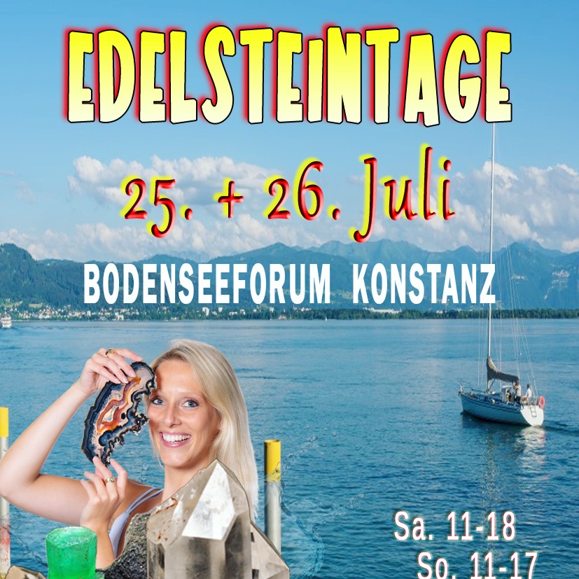 💎✨ Wenn Steine Geschichten erzählen ... ✨💎

Erlebe die Magie der Edelsteintage Konstanz 2026 und tauche ein in eine Welt voller glitzernder Schätze, faszinierender Fossilien und einzigartiger Schmuckstücke. 🌍💫

Am 25. & 26. Juli 2026 verwandelt sich das Bodenseeforum Konstanz in einen Treffpunkt für Sammler, Schmuckliebhaber und alle, die sich von der Schönheit der Natur begeistern lassen.

✨ Über 60 internationale Aussteller
💎 Seltene Edelsteine und funkelnde Kristalle
🦴 Faszinierende Mineralien und Fossilien 
💍 Handgefertigter Schmuck mit besonderem Charme
🔨 Live-Schleifvorführungen – erlebe hautnah, wie aus einem unscheinbaren Rohstein Schritt für Schritt ein funkelnder Edelstein entsteht

Ob auf der Suche nach einem besonderen Fundstück oder einfach zum Staunen – hier gibt es für Groß und Klein jede Menge zu entdecken.

👨‍👩‍👧‍👦 Kinder bis 14 Jahre haben in Begleitung eines Erwachsenen freien Eintritt.

📍 Bodenseeforum Konstanz
🗓️ 25.–26. Juli 2026

Lass dich verzaubern von den Wundern der Erde, entdecke verborgene Schätze und erlebe die faszinierende Reise vom Rohstein zum strahlenden Edelstein. ✨💎

#Edelsteintage #Konstanz #Bodensee #Edelsteine #Mineralien #Fossilien #Schmuck #Kristalle #Familienevent #Mineralienmesse #Gemstones #CrystalLovers #Bodenseeforum #CrystalEvents😊